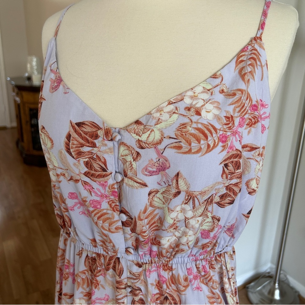 Steve Madden Lavender Floral Spaghetti-Strap Rayon Flowy Maxi Dress SZ XL - Picture 3 of 6